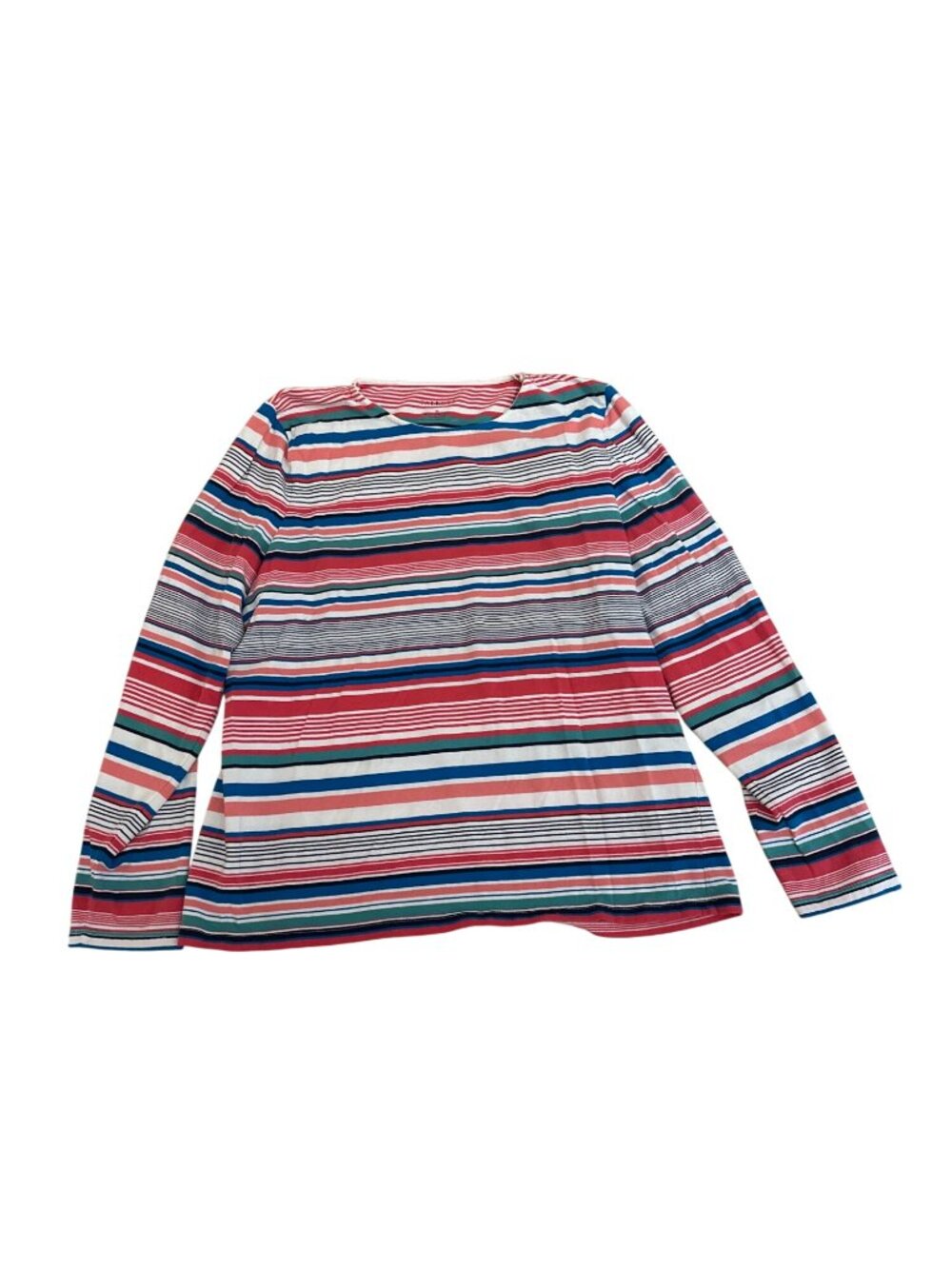 Talbots Top T-Shirt XL Multicolor Striped Long Sleeve Cotton Blend Colorful